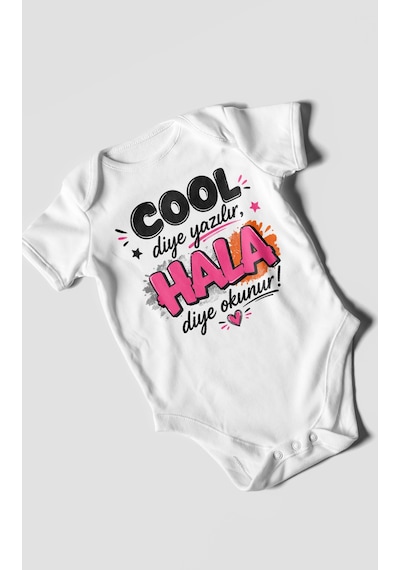 Morivokids Cool Diye Yazılır Hala Diye Okunur Kısa Kollu Bebek Body %100 Pamuk Beyaz