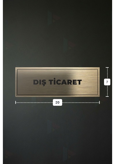 Dış Tıcaret Yazılı - Metal - Gold Renk - Kapı İsimliği - 20x7 Cm