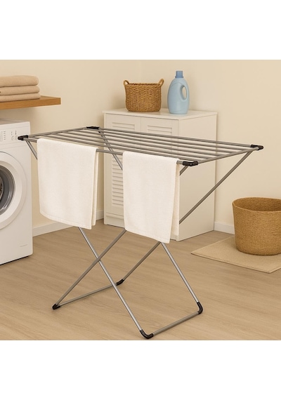Mallart Gri Katlanabilir Çamaşır Kurutmalığı Kompakt Ve Dayanıklı Metal Gövdeli Kurutma Askısı / Banyo, Çok Renkli