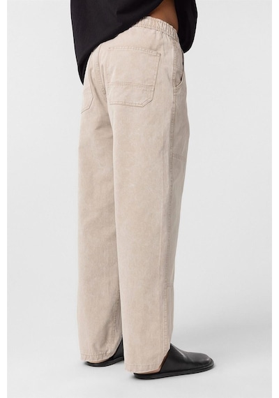 Vamos Yıkamalı Baggy Gabardin Pantolon Bej