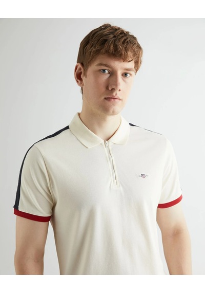 Erkek Gant Regular Fit Renk Bloklu Polo - Krem 533360