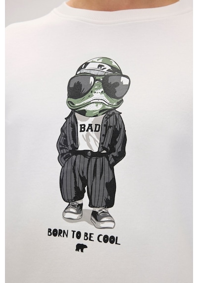 Bad Bear Gator Erkek Beyaz Yuvarlak Yaka Sweatshirt Beyaz
