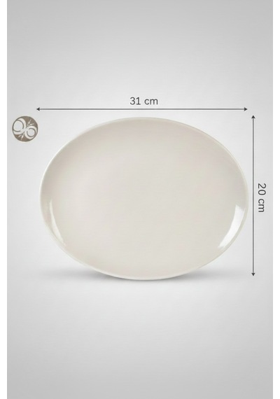 6'lı Ellips Oval Kayık Tabak 31cm Krem Rinart