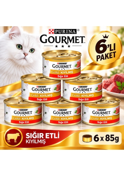 Gourmet Gold Kıyılmış Sığır Etli Yetişkin Kedi Yaş Mama 6x85g