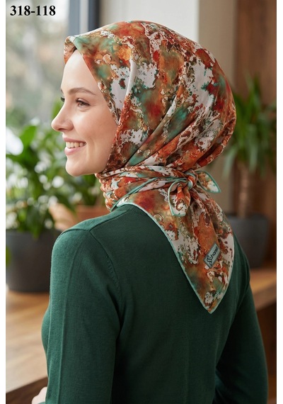 Sharell Desenli Soft Pamuk Eşarp 318-118 Çok Renkli