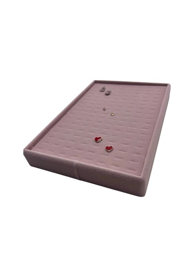 Süet Kumaş Pembe Renk 24/17 Cm Batırmalı Piercing - Küpe Tablası