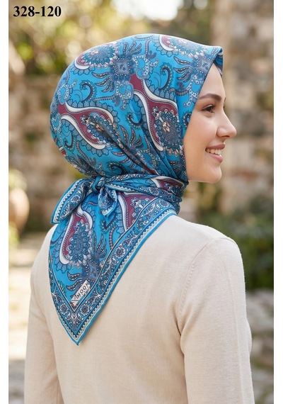 Moonscarfs Moonscarf Soft Pamuk Eşarp Mavi 328-120 Çok Renkli