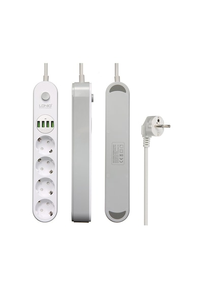 Ldnio SE4432 4xUsb Çıkışlı 4'lü Akım Korumalı Priz Beyaz