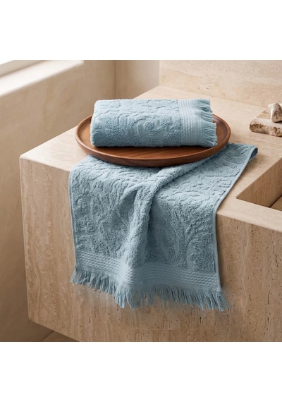 Botti Home %100 Pamuk Jakarlı El Ve Yüz Havlusu Seti 50 X 90 Cm Çeyizlik Saçaklı Havlu 2'li El Ve Yüz Havlusu