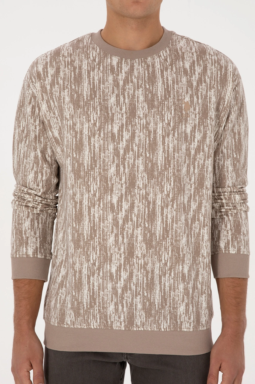 U.S. Polo Assn. Erkek Regular Fit Bisiklet Yaka Koyu Bej Sweatshirt 50309983-VR088