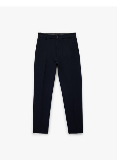 Koton Regular Fit Viskon Karışımlı Düğmeli Kumaş Pantolon Lacivert 6wam40106hw