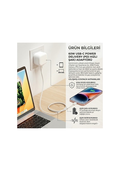 İphone 17 Pro Max Uyumlu 40w Usb-c Type-c Hızlı Şarj Adaptörü 60w Max Şarj Cihazı