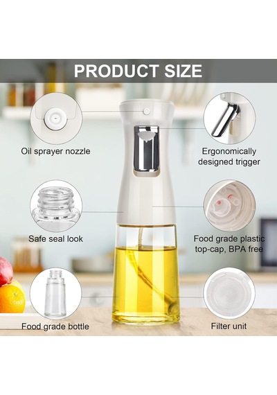 Lexroo Pişirme İçin Zeytinyağı Püskürtücü, 240ml Zeytinyağı Sprey Şişesi Çok Renkli