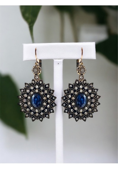 Safir Taşlı Güneş Küpe Mavi