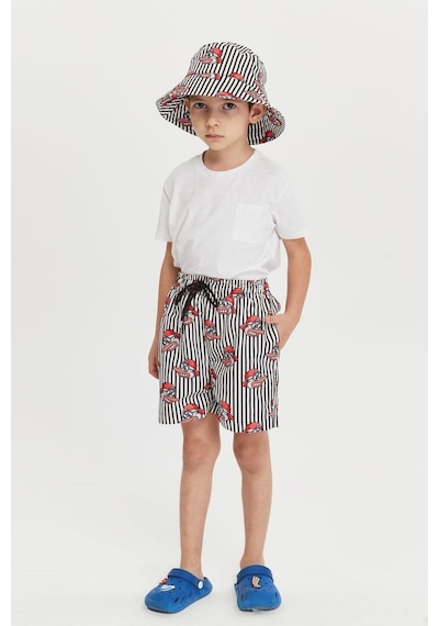 Benitto Kids Erkek Çocuk Desenli Deniz Şortu 7004-kırmızı