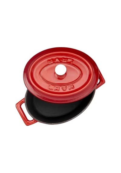 Lava Metal Oval Mini Tencere, Kırmızı 16 Cm
