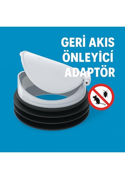 Klozet Gider Adaptörü, 110mm, Çift Yönlü Koku Önleyici Valf, Kemirgen Bariyerli