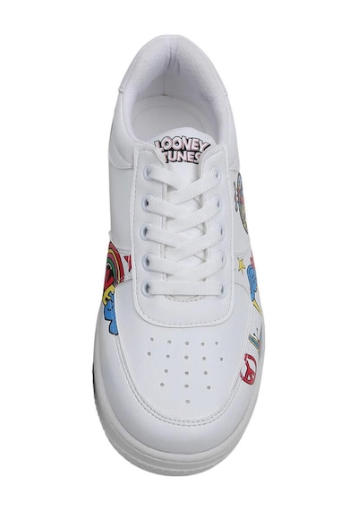 Kadın Vegan Deri Beyaz Sneakers - Warner Bros Tweety Love Tasarım Çok Renkli