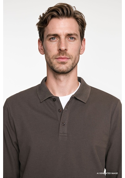 Ac&Co / Altınyıldız Classics Erkek Kahverengı %100 Pamuk Standart Fit Normal Kesim Polo Yaka Sweatshirt Kahverengi