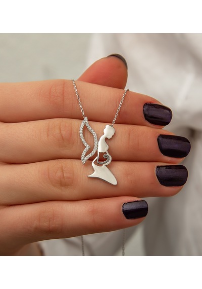 925 Ayar Papatya Silver Anne Bebek Kolye.rose.gold.rodaj Gümüş