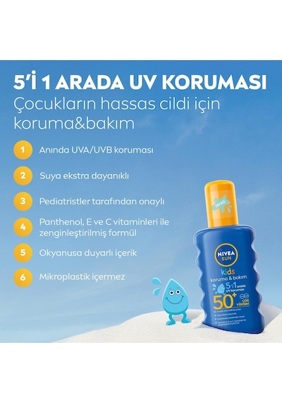 Nıvea Sun Spf50+ Çocuklar İçin Yüksek Güneş Koruyucu Vücut Spreyi 200ml,ekstra Suya Dayanıklı,e&amp C Vitamini