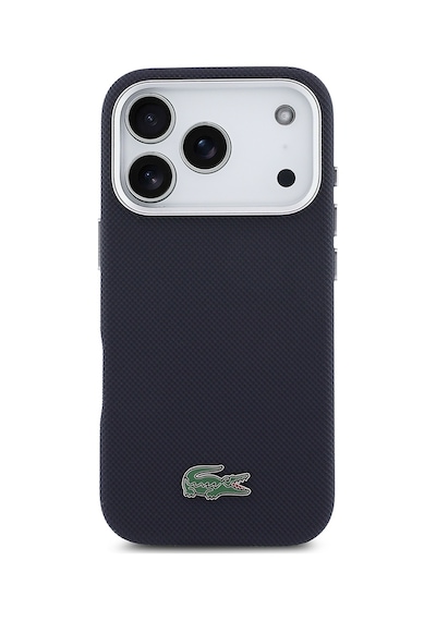 Apple iPhone 17 Pro Kılıf Lacoste Lisanslı M-safe Uyumlu Pvc Pike Desenli İkonik Timsah Logolu Lacivert