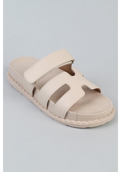 Shoetek İsodora Kadın Terlik Bantlı Bej Deri Bej Cilt Bej