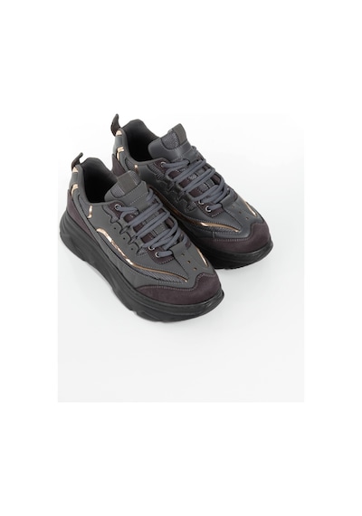 Meyoushoes Spor Yüksek Taban Yürüyüşayakkabısı Siyah - Koyu Gri 37