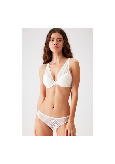 Pierre Cardin 4811 Biella Çiçek Desen Soft Push Up Dolgulu Tül Detaylı Iç Çamaşırı Takımı Ekru