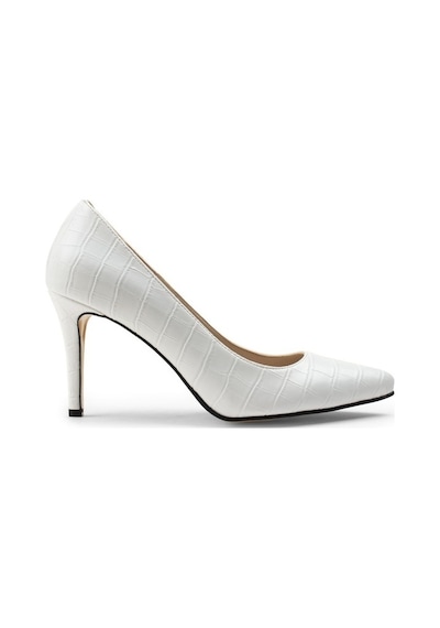 Deery Beyaz Kroko Kadın Stiletto Beyaz
