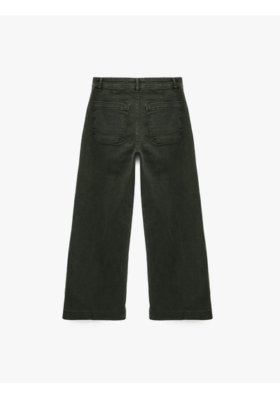 Koton Normal Bel Cep Detaylı Kısa Geniş Paça Denim Pantolon - Culotte Jeans Ovd 7wal40301md