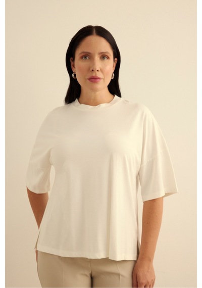Aker Basic Rayon T-shırt Ekru Ekru