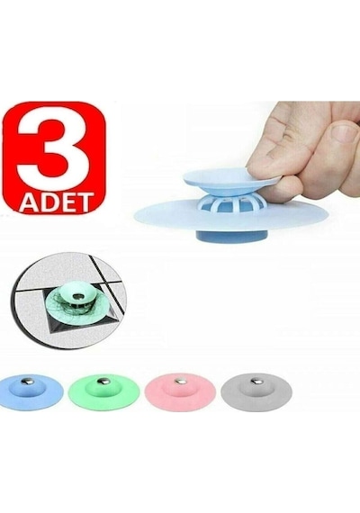 3 Adet Mutfak Banyo Gider Tıpası Kapağı Tıkaç Süzgeç Plastik Diğer