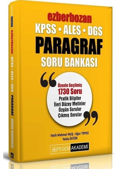 Pegem Kpss Ales Dgs Paragraf Ezberbozan Soru Bankası Pegem Akadem