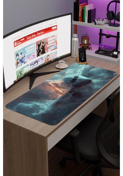 Airplane Uçak Kaymaz Dikişli Kauçuk Oyuncu Mousepad V1 - 90x40 Xxl Gaming Mouse Pad Fare Altlığı