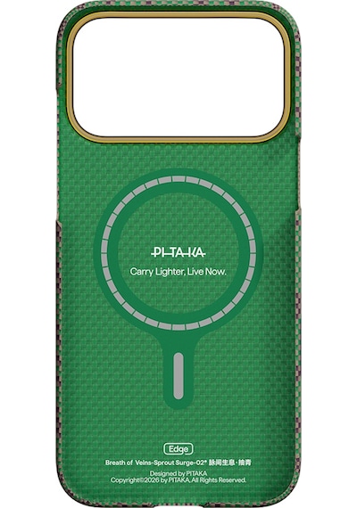 İphone 17 Pro Max Kılıf M-safe Uyumlu Aramid Fiber Pitaka Breath Of Veins Serisi Kapak Yeşil-mor Yeşil - Mor