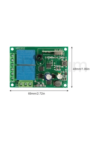 2 Kanallı, 220 Volt 433 Mhz. Uzaktan Kumandalı Modül. 1 Kumanda