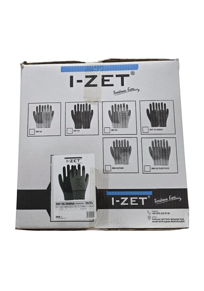 I-zet Inp05 Zebra No:10 Polyester Örme Nitril Eldiven 288 Adet