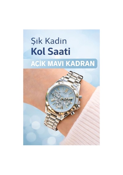 Roma Rakamlı Çelik Çizilmez Kordonlu Kadın Kol Saati Mavi - 867551585 Gri
