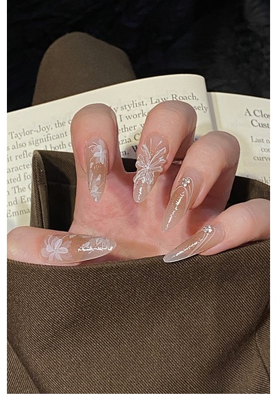 Xsmall Beden Uzun Stiletto Nail Art 10 Adet Takma Tırnak Seti T078 Uzun Stiletto