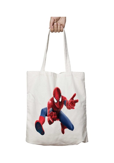 Art Hediye Spider Man Örümcek Adam Ağ İki Tarafı Kalıcı Baskılı Yıkanabilir Çanta Çok Renkli