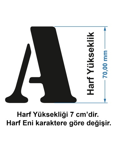 Stencil Harf Boyama Şablonu X003 Harf Yüksekliği 7 Cm