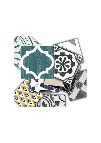 Tink Kendinden Yapışkanlı Retro Yeşil Desenli Pvc Karo Kaplama 10x10 Cm 20'li Paket