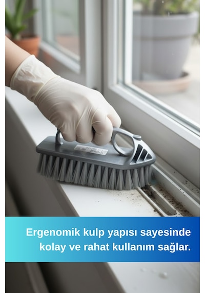 Grimorlife Ergonomik Ütü Halı Fırçası Kaymaz Saplı Plastik Temizlik Fırçası