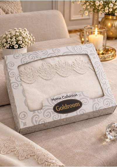 Home Fransız Dantelli Linen Kumaştan Lüks Masa Örtüsü