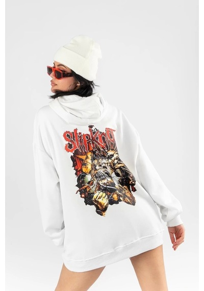 Startmore Slipknot Sırt Baskılı Beyaz Oversize Unisex Beyaz