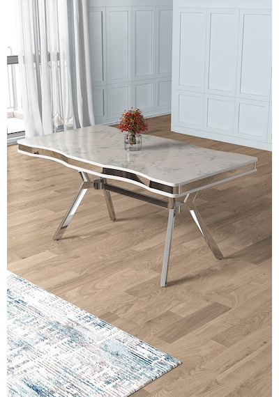 Canisa Vae Serisi 90x160 Lak Panel Beyaz Mermer Desen Krom Ayak Mutfak Masası Beyaz Mermer Desen Masa Ayaklar Krom Canisa Vae Serisi 90x160 Lak Panel Beyaz Mermer Desen Krom Ayak Mutfak Masası Beyaz Mermer Desen Masa Ayaklar Krom