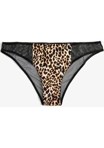Koton Leopar Desenli Brief Külot Siyah Desenli 4wlk30198mk 4WLK30198MK9D9 Siyah