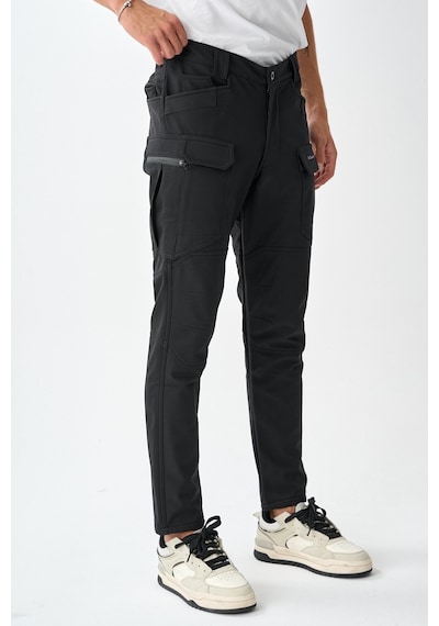 Dechers Soft Shell Rüzgar, Su & Soğuk Geçirmez İçi Polarlı Kışlık Taktik Pantolon E218-13 Siyah