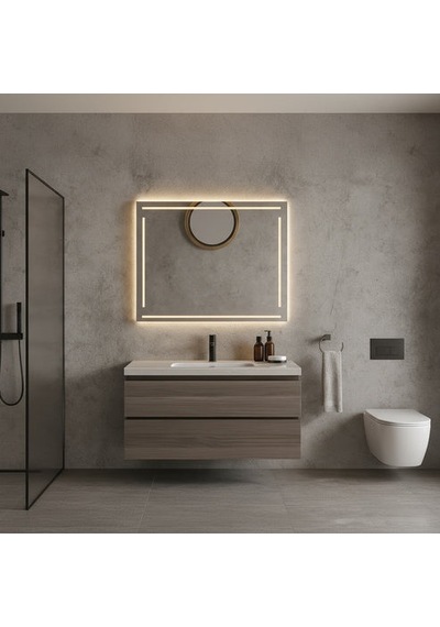 60x80 Cm Luna Frame Led Banyo Aynası Dokunmatik Dimmerli - 3000 Günışığı Sarı
